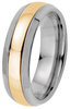 Kohinoor Duetto 6 mm sormus titaani ja kulta puolipyöreä ja viistot reunat 006-067