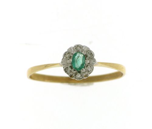 Diana kultasormus smaragdi ja 6x0,01 timantit