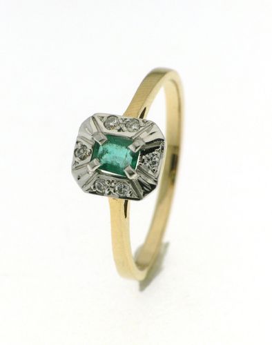 Diana kultasormus smaragdilla, 6x0,015ct timantit