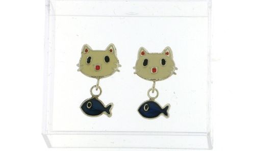Kissat kalalla - hopeakorvakorut (sininen) SFB4S