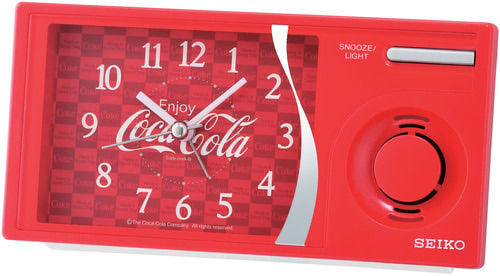 Punainen Seiko Coca-cola herätyskello valolla, 7 eri äänivaihtoehtoa
