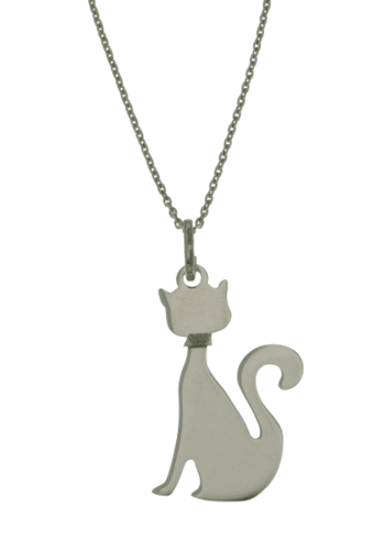Ylväs kissa, hopeinen kaulakoru 45 cm ketjulla